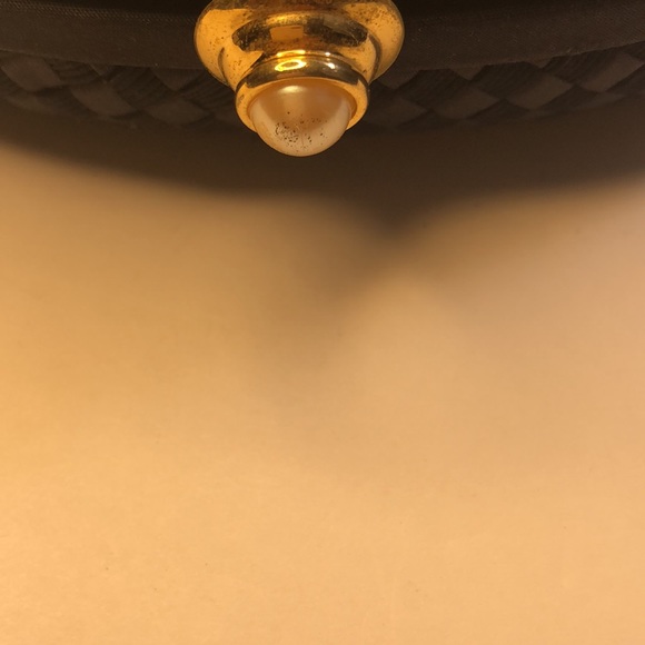 Navy Blue Clutch Purse with Pearl closure - Picture 5 of 5